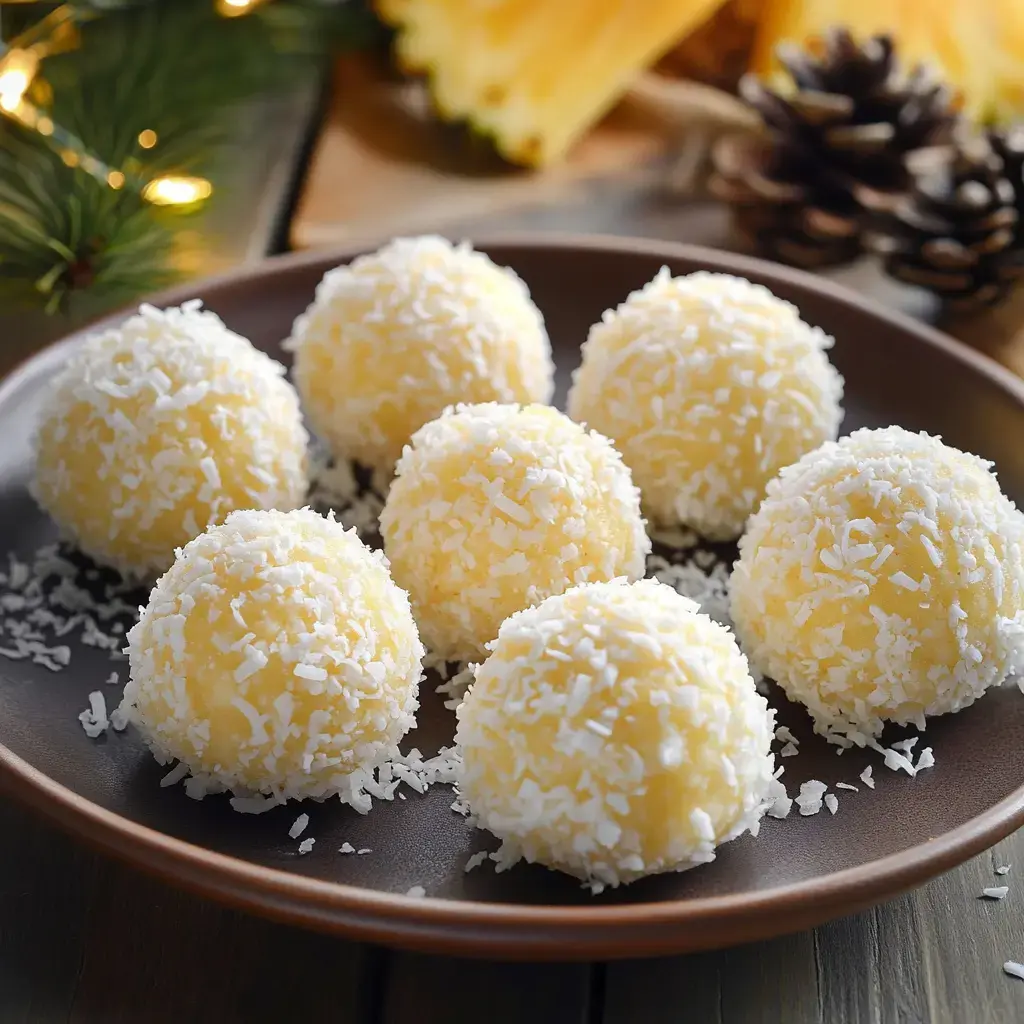 Tropical Pineapple Christmas Balls - No-Bake Holiday Treat - My Home Made Recipe