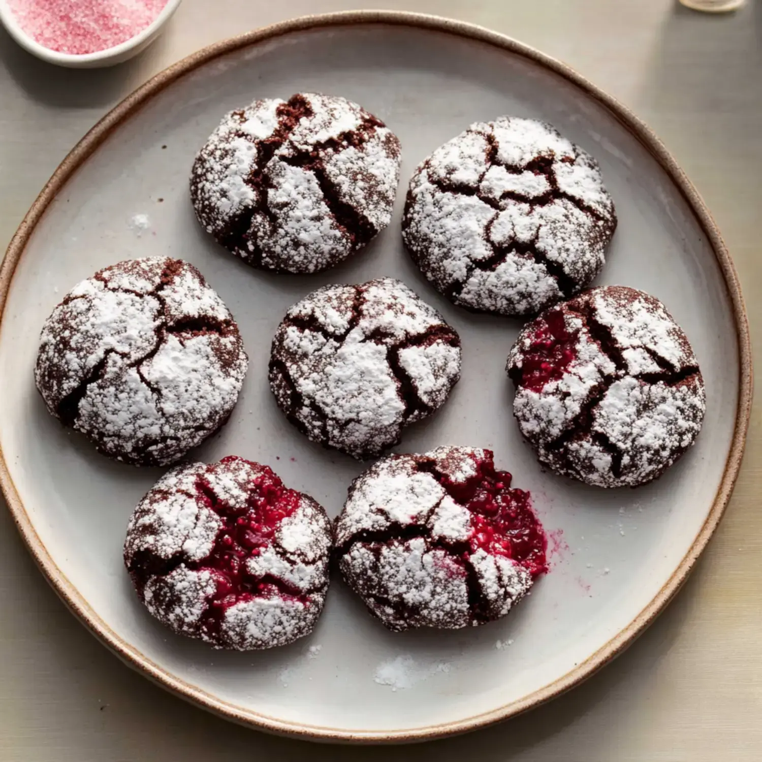 Chocolate Raspberry Crinkle Cookies with Real Raspberries - My Home Made Recipe