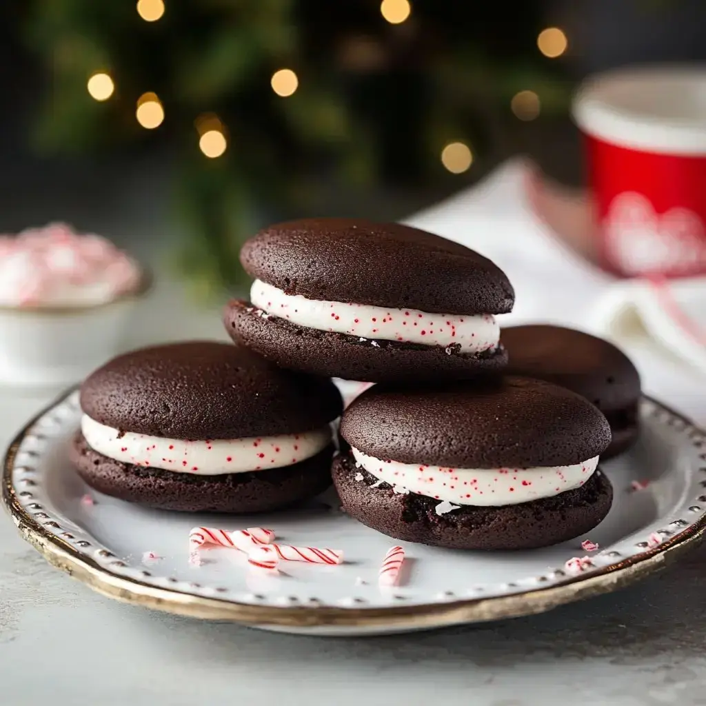 Chocolate Peppermint Whoopie Pies with Marshmallow Filling - My Home Made Recipe