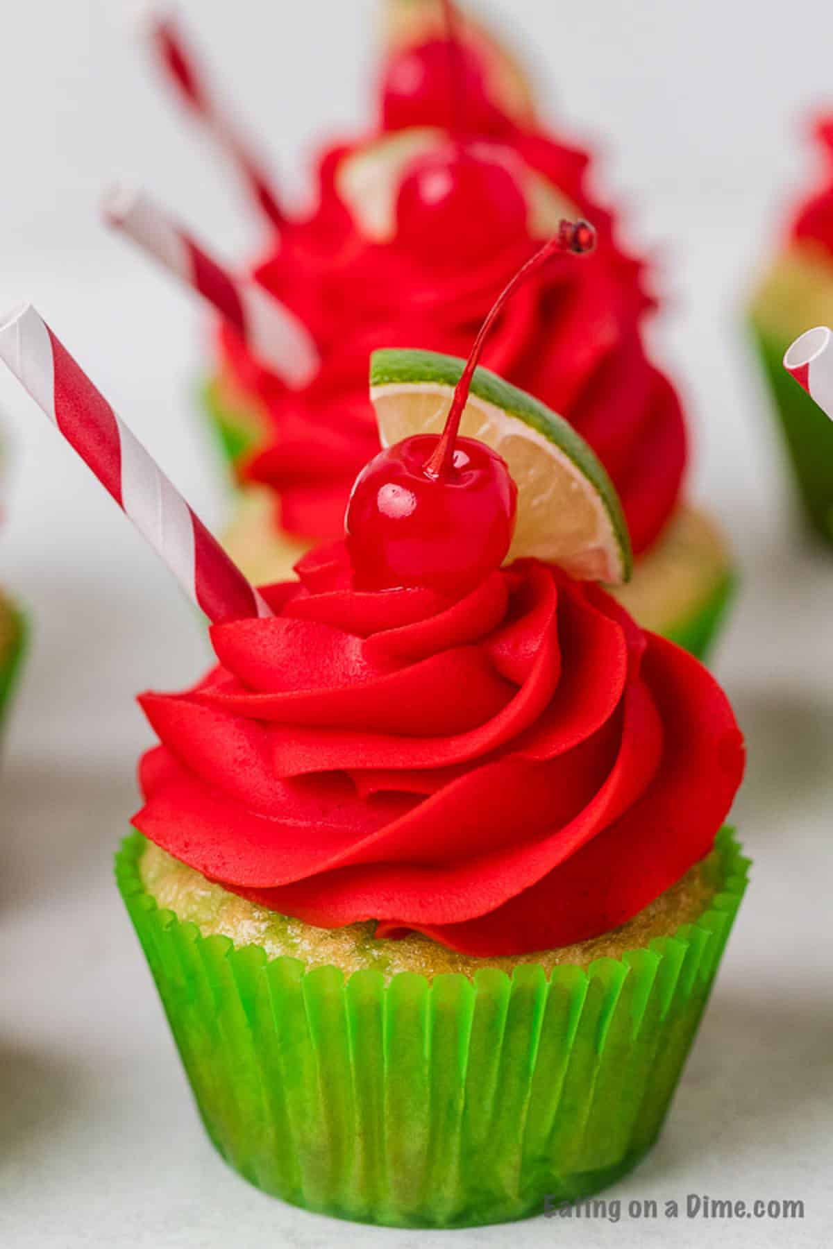 Cherry Limemade Cupcakes - Eating on a Dime